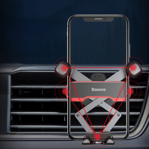 Uchwyt samochodowy grawitacyjny do telefonu na kratkę nawiewu - czarny