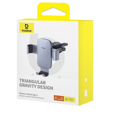 Uchwyt samochodowy grawitacyjny do telefonu na kratkę nawiewu - szary