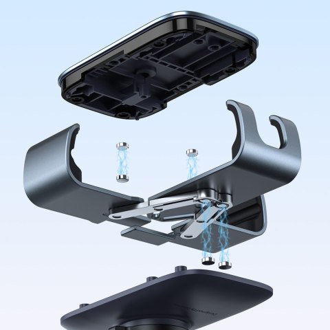 Uchwyt samochodowy grawitacyjny do telefonu na kratkę nawiewu - szary