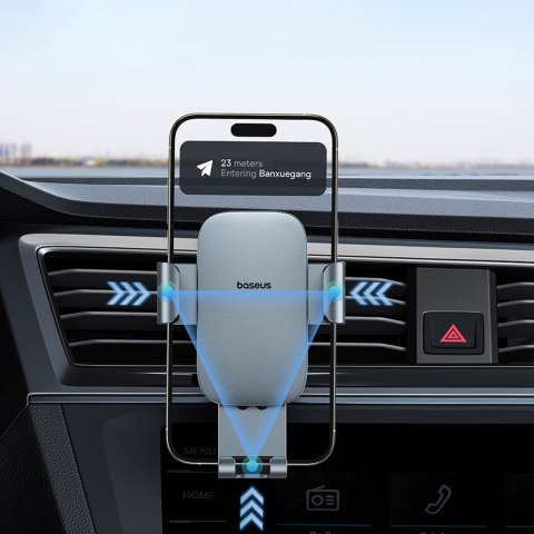 Uchwyt samochodowy grawitacyjny do telefonu na kratkę nawiewu - szary