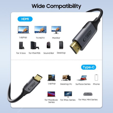 Kabel przewód USB-C - HDMI UltraBoost 60Hz 180cm - czarny