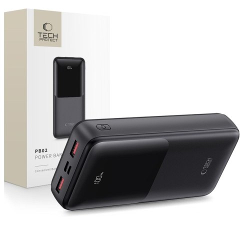 Powerbank 20000mAh USB-A USB-C 22.5W PB02 - czarny