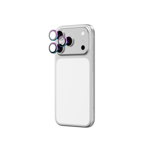 Szkło na aparat do iPhone 17 Pro / Pro Max z tęczową ramką aluminiową Lens Glass
