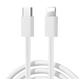 Kabel przewód w oplocie USB-C - iPhone Lightning 30W 1m - biały