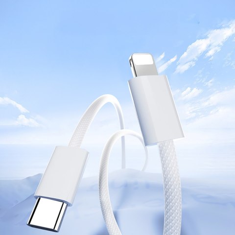 Kabel przewód w oplocie USB-C - iPhone Lightning 30W 1m - biały