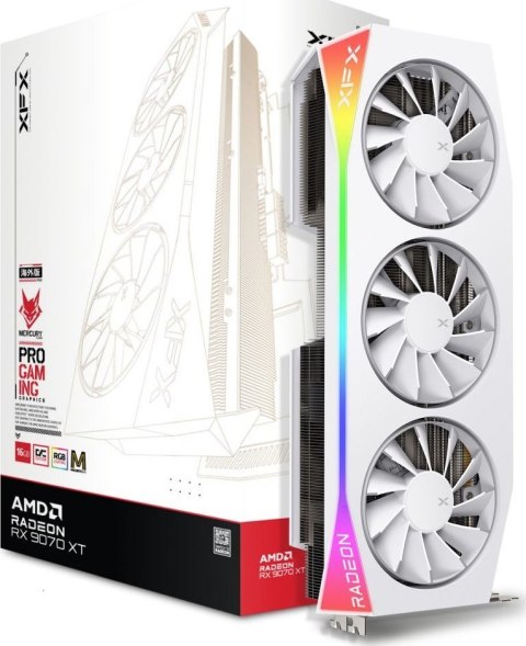 Karta graficzna XFX Mercury Radeon RX 9070 XT OC White Magnetic Air RGB 16GB GDDR6 (RX-97TMARGW9)
