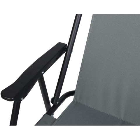 KRZESŁO TURYSTYCZNE Z PODŁOKIETNIKAMI 52x44x75CM SKŁADANE SZARE