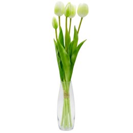 BUKIET 5 TULIPANÓW BIAŁYCH 39CM JAK ŻYWYCH DEKORACJA WIOSENNA
