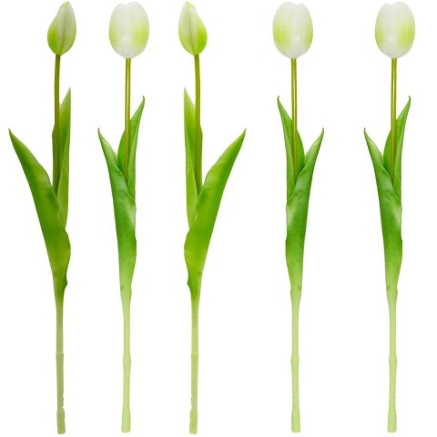 BUKIET 5 TULIPANÓW BIAŁYCH 39CM JAK ŻYWYCH DEKORACJA WIOSENNA