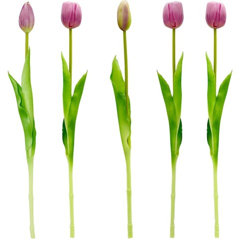 BUKIET 5 TULIPANÓW FIOLETOWYCH 39CM JAK ŻYWYCH DEKORACJA WIOSENNA