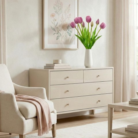 BUKIET 5 TULIPANÓW FIOLETOWYCH 39CM JAK ŻYWYCH DEKORACJA WIOSENNA