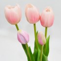 BUKIET 5 TULIPANÓW JASNO RÓŻOWYCH 39CM JAK ŻYWYCH DEKORACJA WIOSENNA