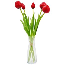 BUKIET 5 TULIPANÓW PIWONIOWYCH CZERWONYCH 39CM JAK ŻYWYCH DEKORACJA WIOSENNA