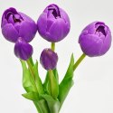 BUKIET 5 TULIPANÓW PIWONIOWYCH FIOLETOWYCH 39CM JAK ŻYWYCH DEKORACJA WIOSENNA