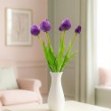 BUKIET 5 TULIPANÓW PIWONIOWYCH FIOLETOWYCH 39CM JAK ŻYWYCH DEKORACJA WIOSENNA