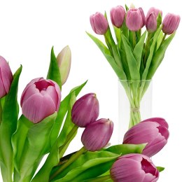 BUKIET 7 TULIPANÓW JASNO FIOLETOWYCH 31CM JAK ŻYWYCH DEKORACJA WIOSENNA