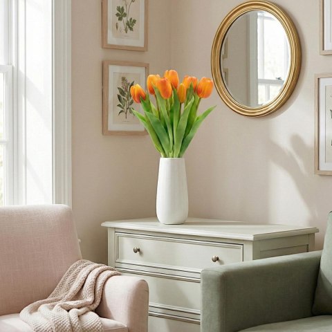 BUKIET 7 TULIPANÓW POMARAŃCZOWYCH 31CM JAK ŻYWYCH DEKORACJA WIOSENNA