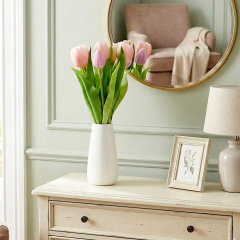 BUKIET 7 TULIPANÓW RÓŻOWYCH 31CM JAK ŻYWYCH DEKORACJA WIOSENNA