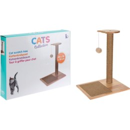 DRAPAK DREWNIANY 40x30x50CM DLA KOTA NA SŁUPKU Z PIŁECZKĄ