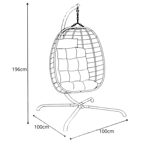 FOTEL WISZĄCY KOKON ZE STELAŻEM 196CM BEŻOWY120KG