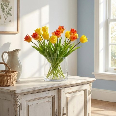 TULIPAN POMARAŃCZOWY 38CM JAK ŻYWY DEKORACJA WIOSENNA