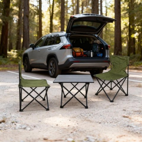 ZESTAW TURYSTYCZNY SKŁADANY 3W1 STOLIK I 2 KRZESŁA ZIELONY ENERO CAMP