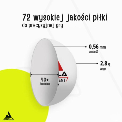PIŁECZKI DO TENISA STOŁOWEGO JOOLA TOURNAMENT 3 GWIAZDKI 72SZT BIAŁE