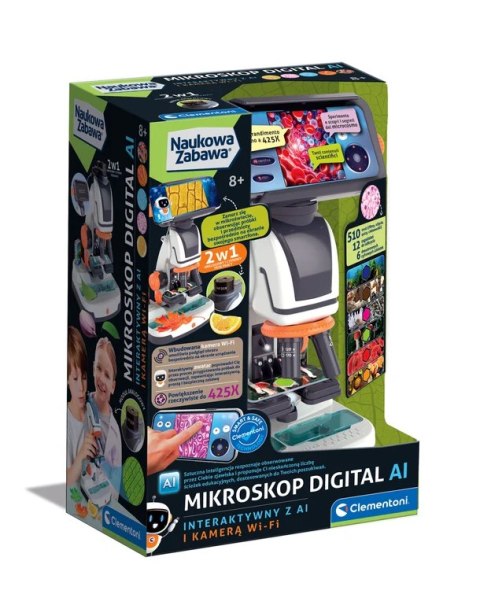 Naukowa Zabawa Mikroskop Digital Interaktywny z AI i Kamerą Wi-Fi Język Polski Clementoni 50406
