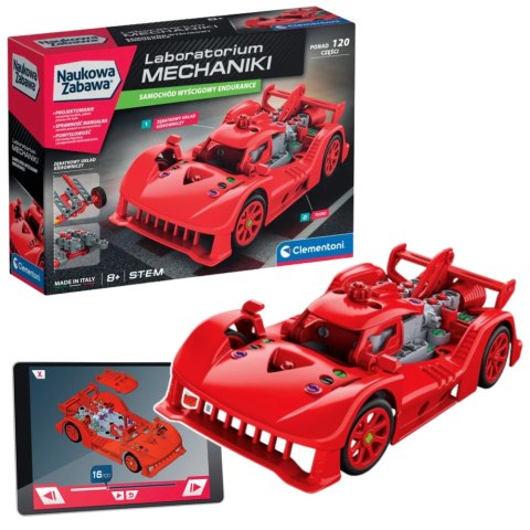 Naukowa Zabawa Klocki Laboratorium Mechaniki Samochód Wyścigowy Endurance Czerwony Język Polski Clementoni 50248