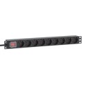 MANHATTAN Listwa zasilająca 19" 1U, 9x Schuko, kabel 2 m Schuko, włącznik 715133