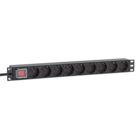 MANHATTAN Listwa zasilająca 19" 1U, 9x Schuko, kabel 2 m Schuko, włącznik 715133