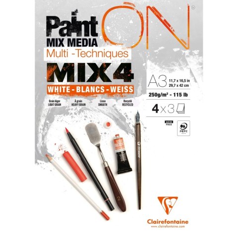 Blok białych papierów Mix4, A3, 250g