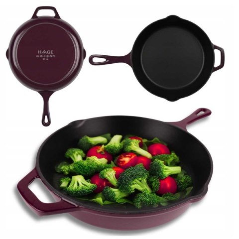 EMALIOWANA PATELNIA ŻELIWNA 26cm HAGE EGGPLANT