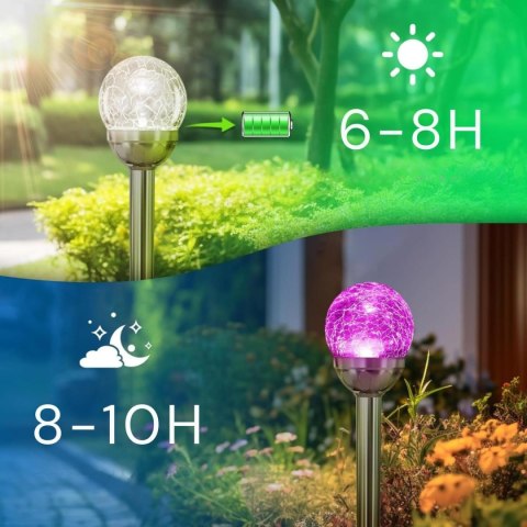 LAMPA SOLARNA SZKLANA KULA 7,5x34CM RGB