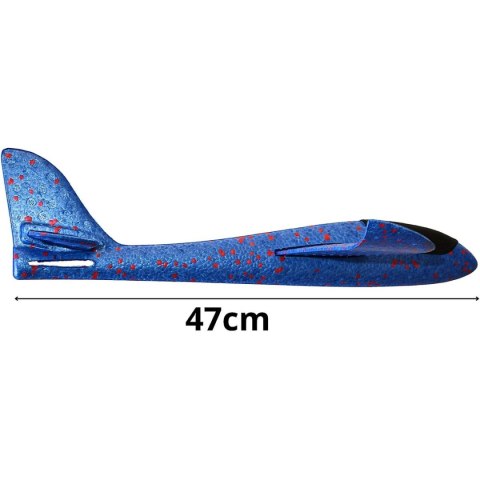 SAMOLOT STYROPIANOWY 47CM NIEBIESKI