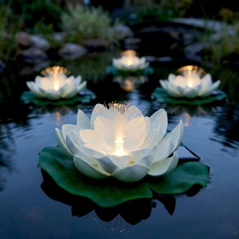 LAMPA SOLARNA LILIA WODNA 17CM BIAŁA