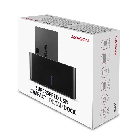 Stacja dokująca do dysków AXAGON USB 3.2 Gen 1 - 1x SATA 6G 2.5"/3.5" SSD/HDD ADSA-SN