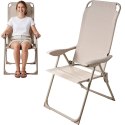 KRZESŁO FOTEL TURYSTYCZNY Z PODŁOKIETNIKAMI SKŁADANY BEŻOWY REDCLIFFS