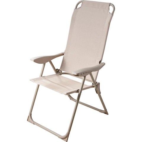 KRZESŁO FOTEL TURYSTYCZNY Z PODŁOKIETNIKAMI SKŁADANY BEŻOWY REDCLIFFS