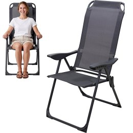 KRZESŁO FOTEL TURYSTYCZNY Z PODŁOKIETNIKAMI SKŁADANY GRAFIT REDCLIFFS