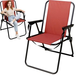 KRZESŁO TURYSTYCZNE Z PODŁOKIETNIKAMI SKŁADANE CZERWONY REDCLIFFS