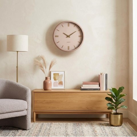 ZEGAR ŚCIENNY 38CM ZNACZNIKI GODZINOWE PUDROWY RÓŻ