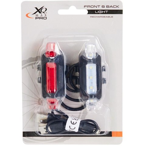 ZESTAW LAMP ROWEROWYCH LED PRZÓD I TYŁ XQMAX ŁADOWANIE USB