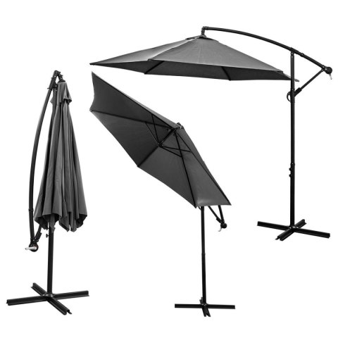 PARASOL OGRODOWY 300CM SKŁADANY NA WYSIĘGNIKU SZARY I ANTRACYT