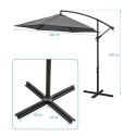 PARASOL OGRODOWY 300CM SKŁADANY NA WYSIĘGNIKU SZARY I ANTRACYT
