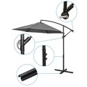 PARASOL OGRODOWY 300CM SKŁADANY NA WYSIĘGNIKU SZARY I ANTRACYT