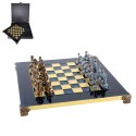 Luksusowe Szachy Mosiężne 28 x 28 cm - Ekskluzywny Prezent - S3BBLU