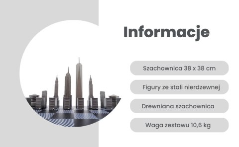 Designerskie Szachy Skyline New York ze stali nierdzewnej - NY