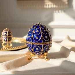 Ekskluzywne metalowa szkatułka z kryształkami - Jajo Fabergé - B0748-17 BL