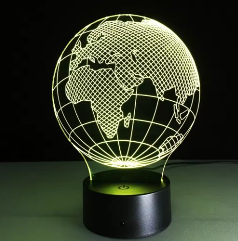 Lampka LED - Globus - 7 różnych kolorów - USB - P108